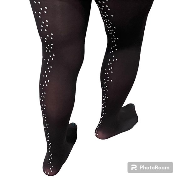 Anthropologie Women’s Tintoretta Black White Polka-dots Tights Size M/L - Picture 2 of 7